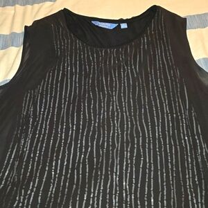 Simply Vera / Vera Wang Black Chiffon and Sequin Tank Dress Shirt
